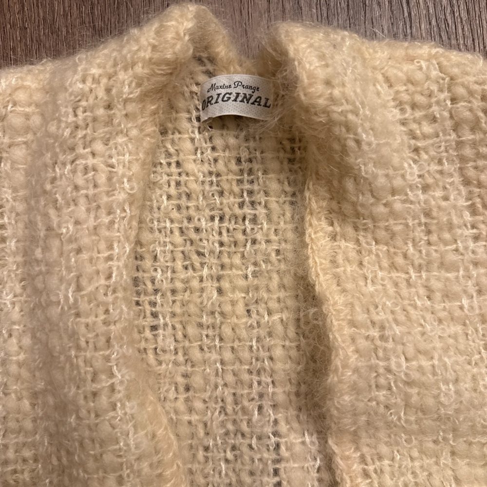 Vintage Cream hand Knit Open-Front Vest with tassels - Picture 4 of 7